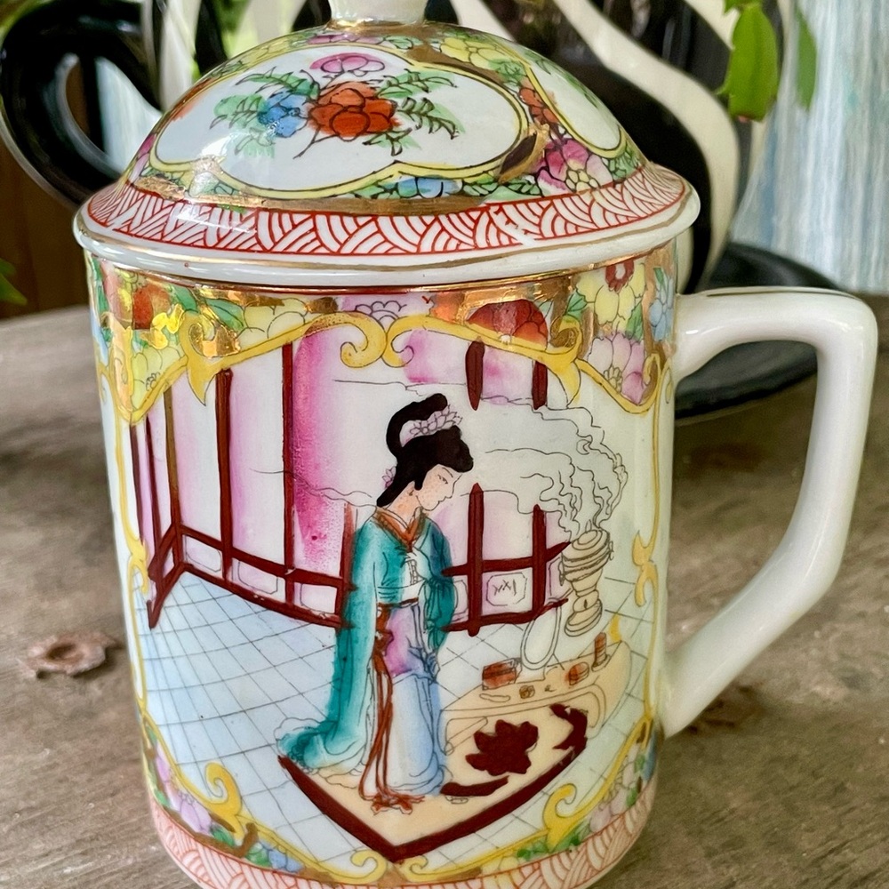 Vintage Mid Century Famile Rose Covered Mug